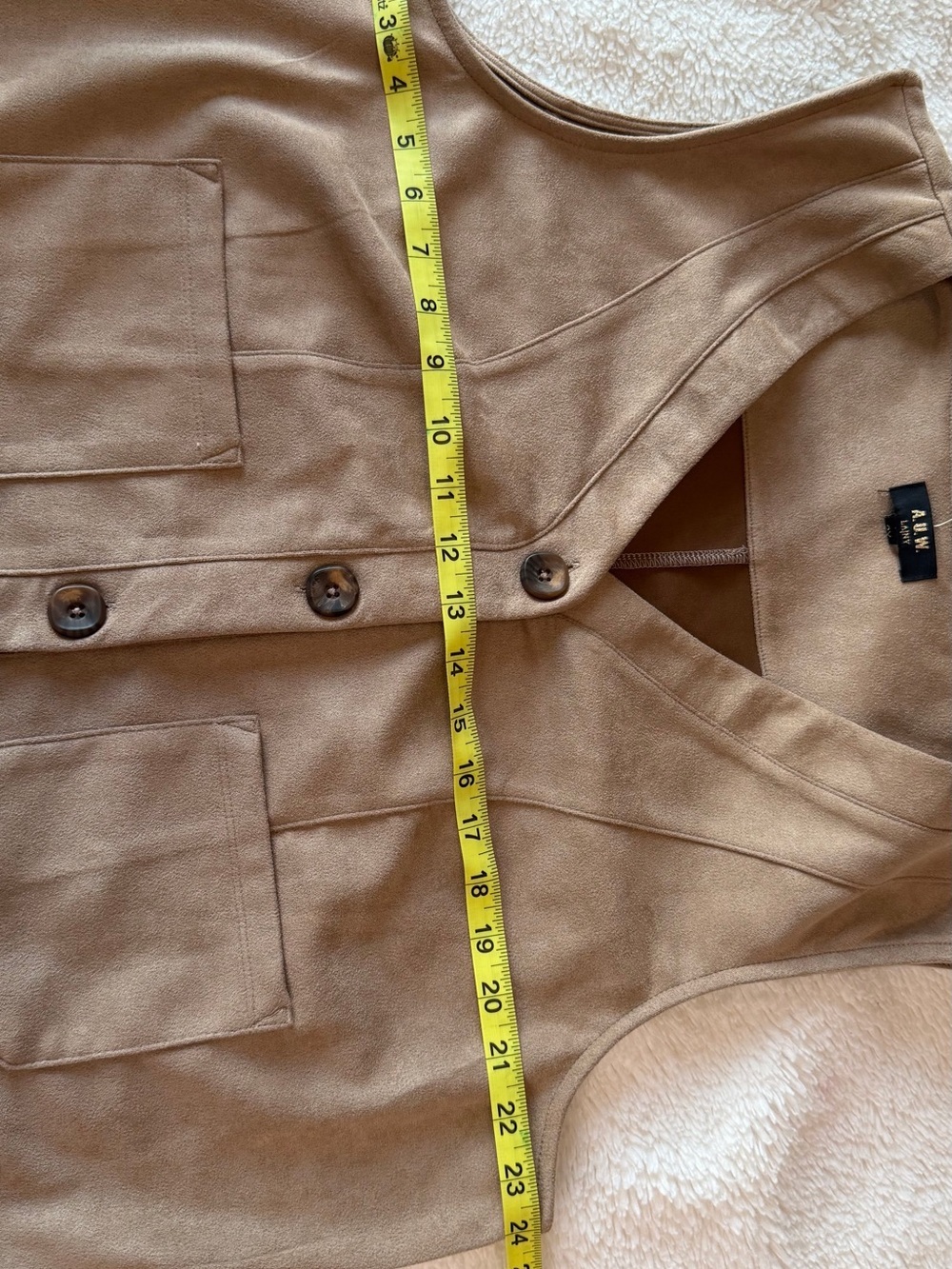 A.U.K. Women's Tan Suede Button-Front Vest - Picture 7 of 7